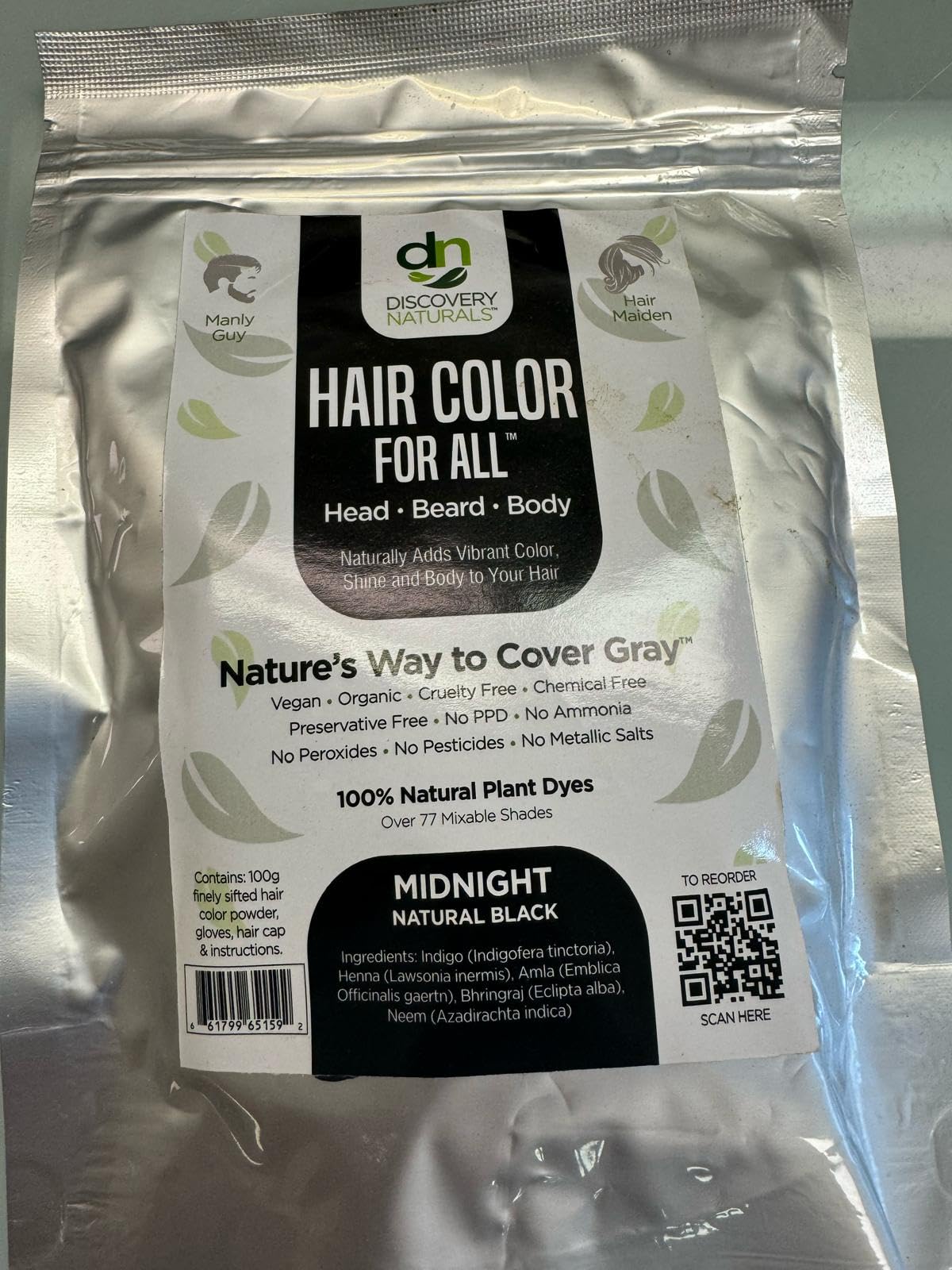 Discovery Naturals scale with hand showing 100g powder kit size
