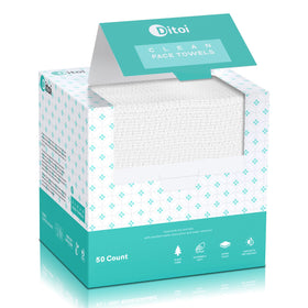 Ditoi front packaging showing 50-count face towels and product benefits