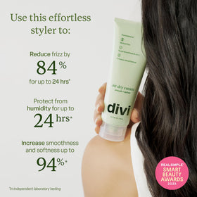 Divi cream texture close-up highlighting lightweight consistency and easy spread