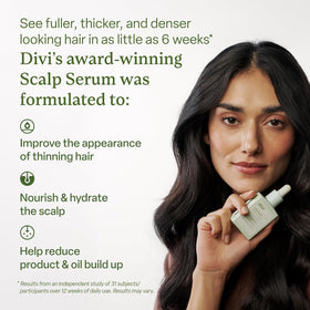divi applying serum onto scalp, targeted coverage for thinning areas