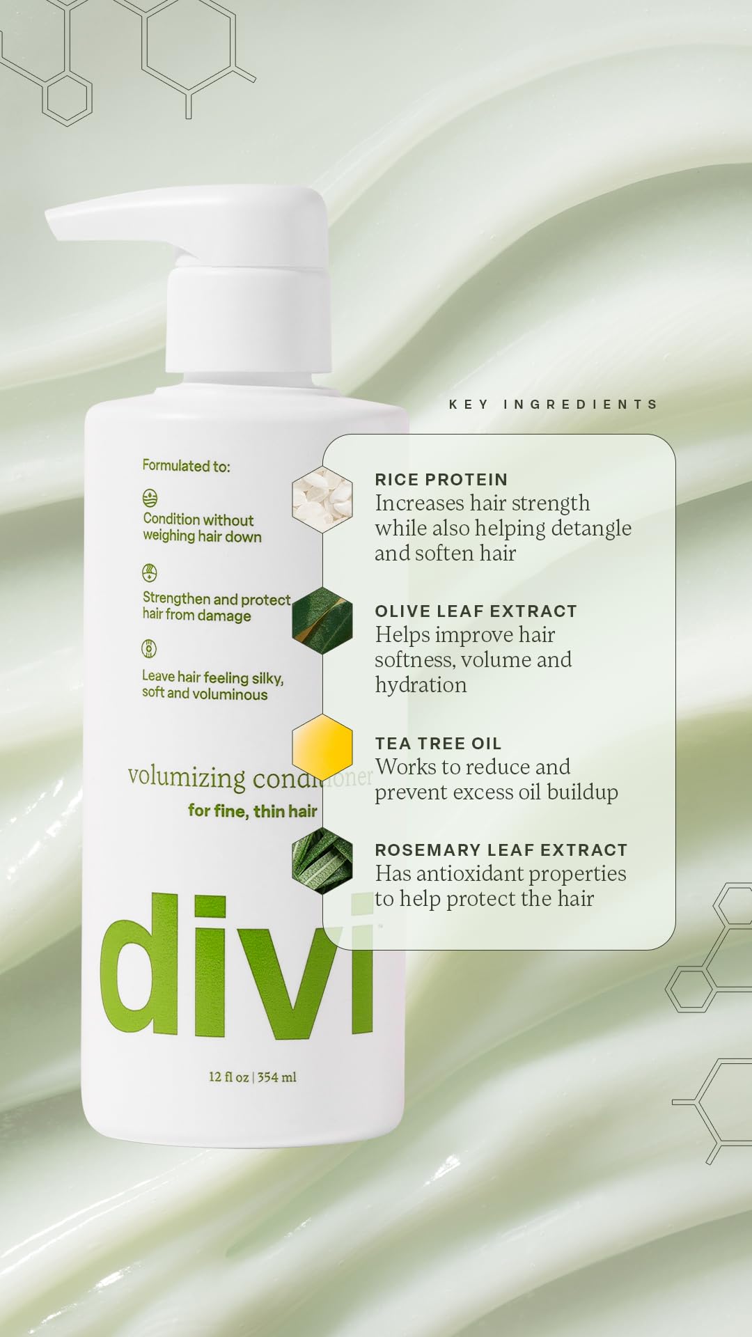 divi conditioner applied to mid-lengths improving detangling and strength