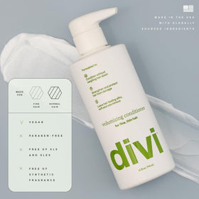 Divi conditioner cream texture close-up showing lightweight hydration