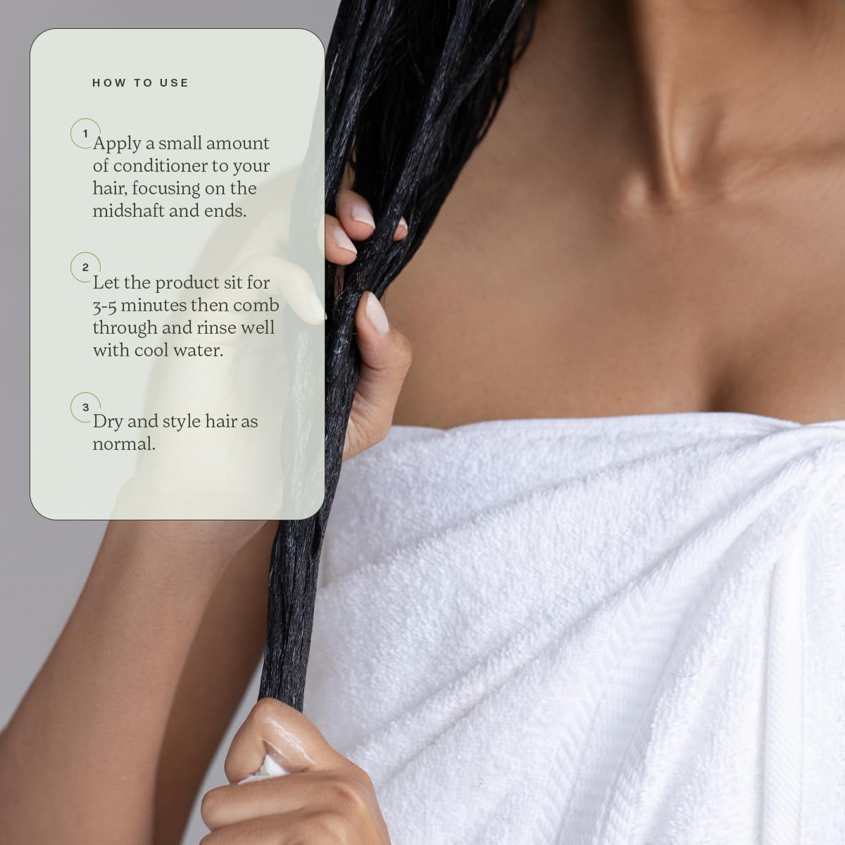 Divi conditioner being dispensed onto fingers for easy application