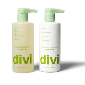 divi front packaging shows shampoo and conditioner for visible volume
