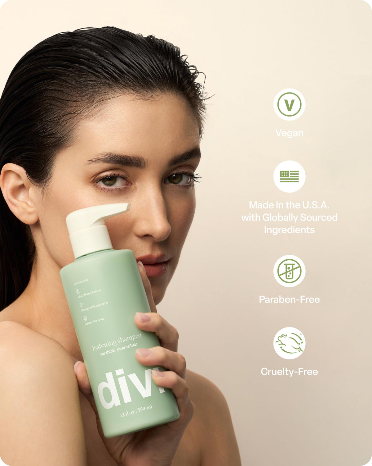 Divi before and after hair comparison showing reduced frizz and shine