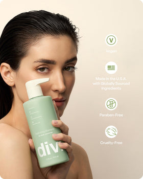 Divi before and after hair comparison showing reduced frizz and shine