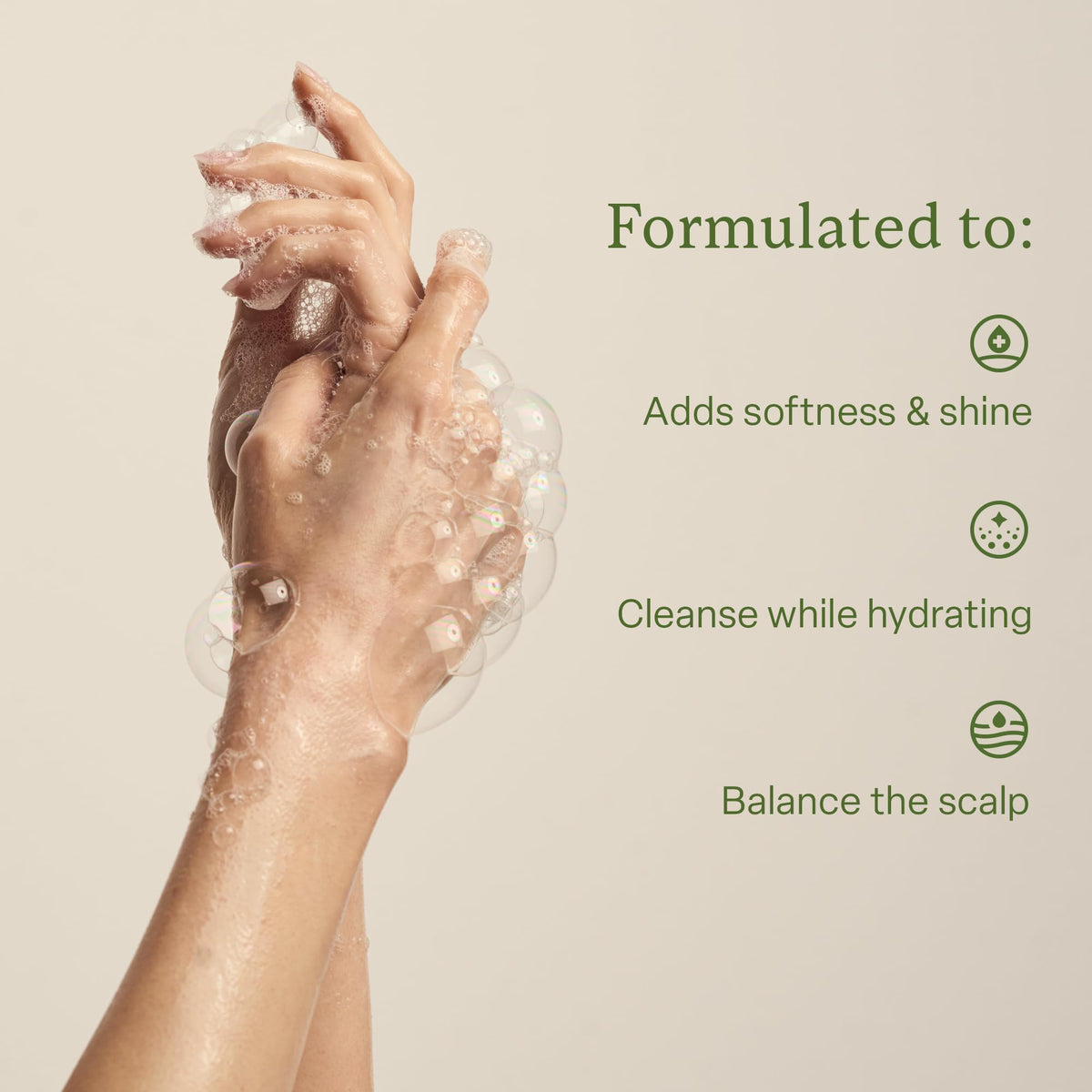 Divi pump dispensing foam illustrating easy application and gentle cleanse