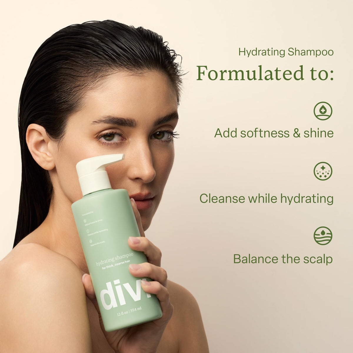 Divi shampoo pump closeup delivering precise, mess-free dispensing