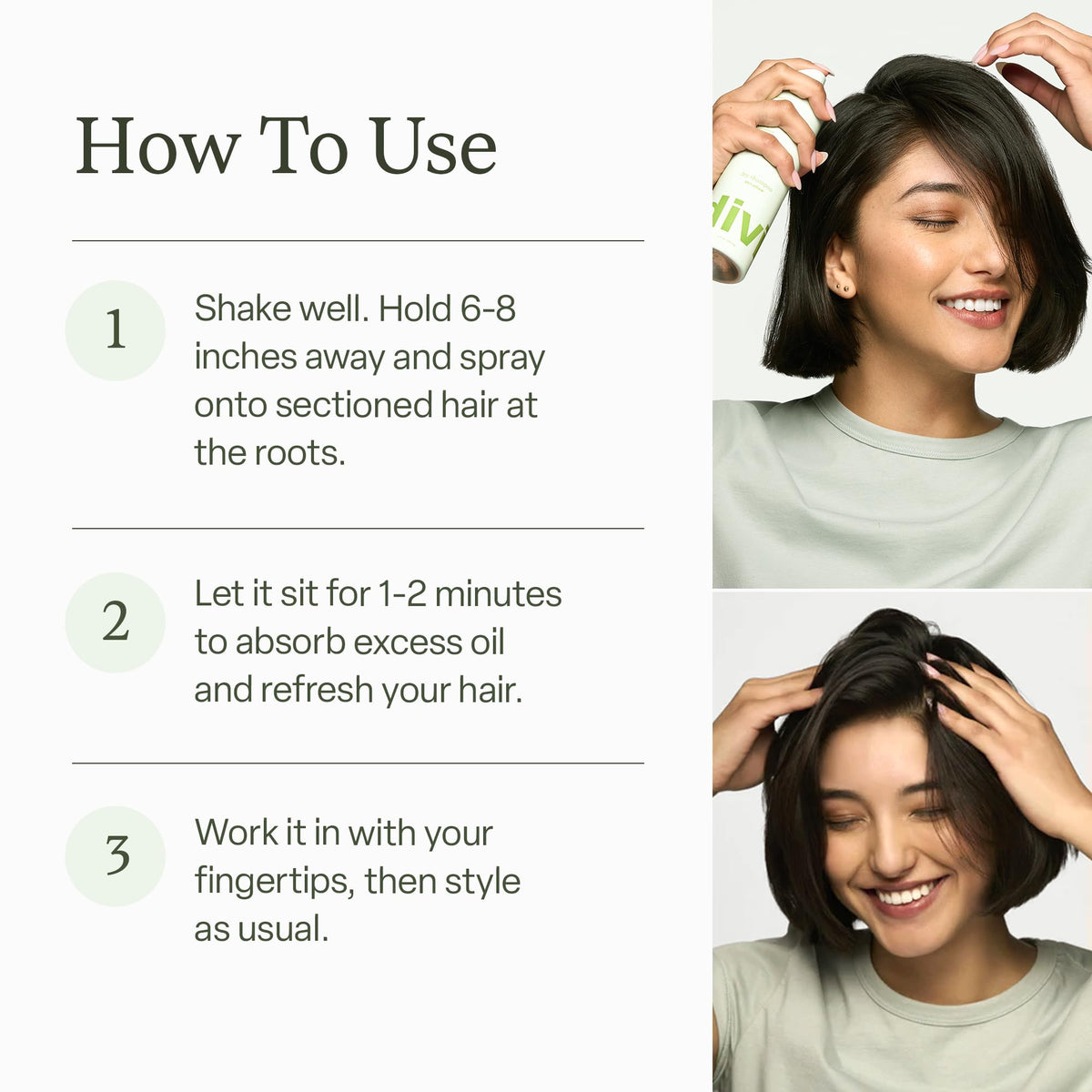 Divi spritz in use on roots demonstrating instant oil absorption and lift