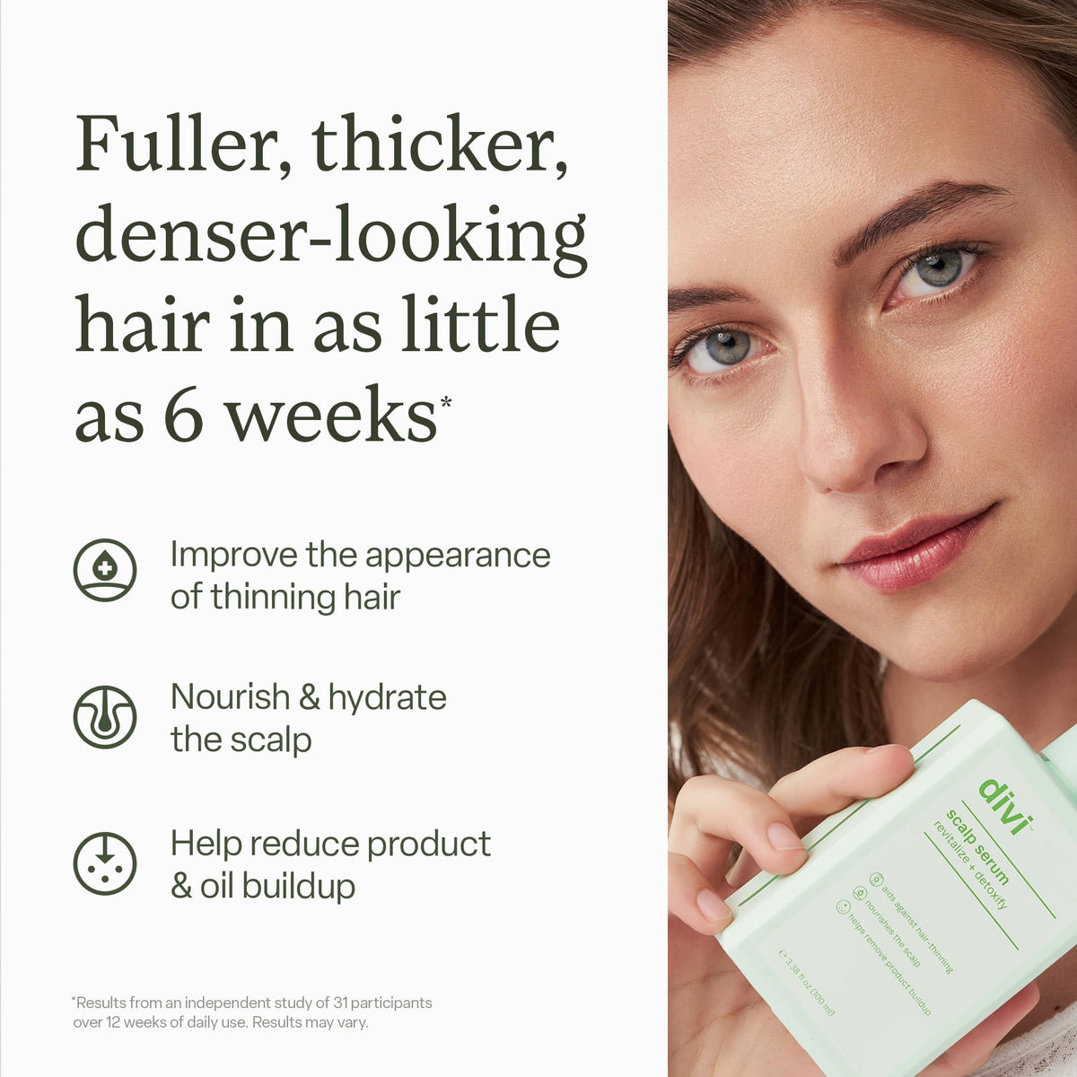 divi texture drop on fingertip showing water-based serum that absorbs quickly