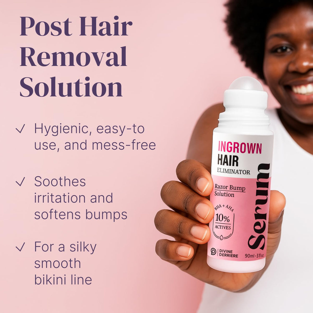 Divine Derriere texture on fingertip showing lightweight, fast-absorbing formula