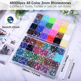 DIYCICO close-up of 3mm faceted resin rhinestones showing sparkle and reflective facets