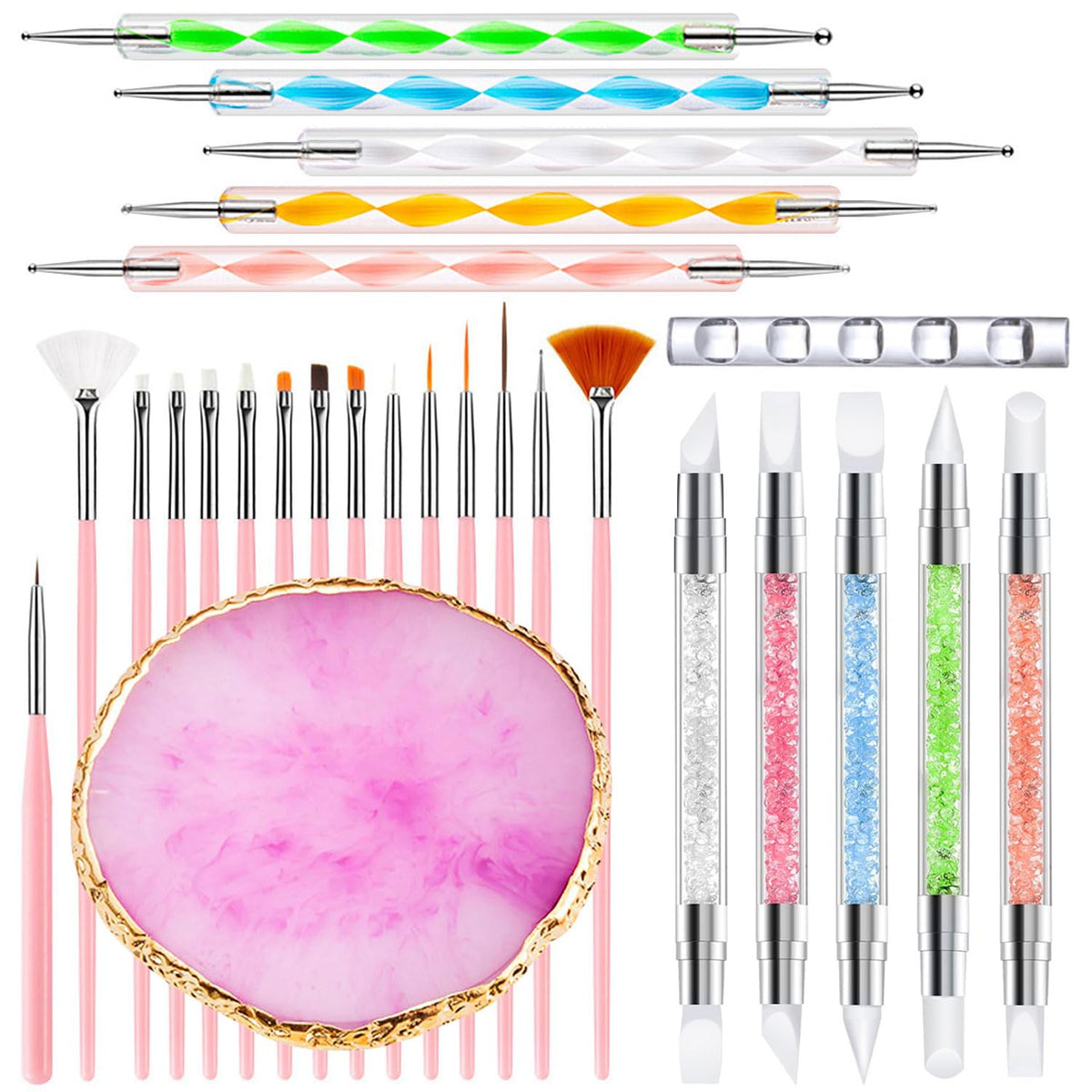 DIYCICO kit front view showing all 27 pieces for complete nail artistry