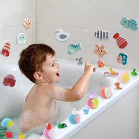 DIYDEC bath bombs on tub edge in bathroom scene creating relaxing vibe