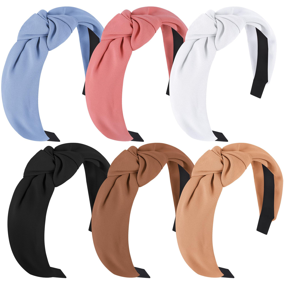 DiyJibb front view of six knotted headbands showing color variety and convenience