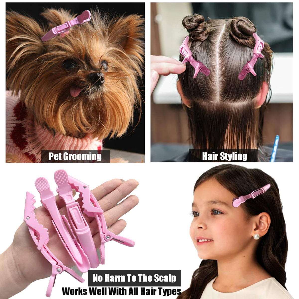 Dkpyt clip securing a thick hair section during styling for hands-free work