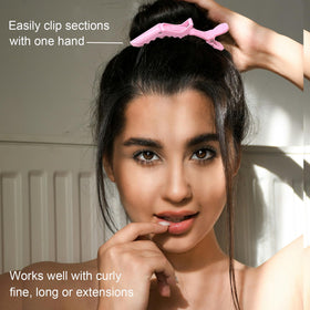 Dkpyt clips arranged with stylist tools on counter for professional readiness