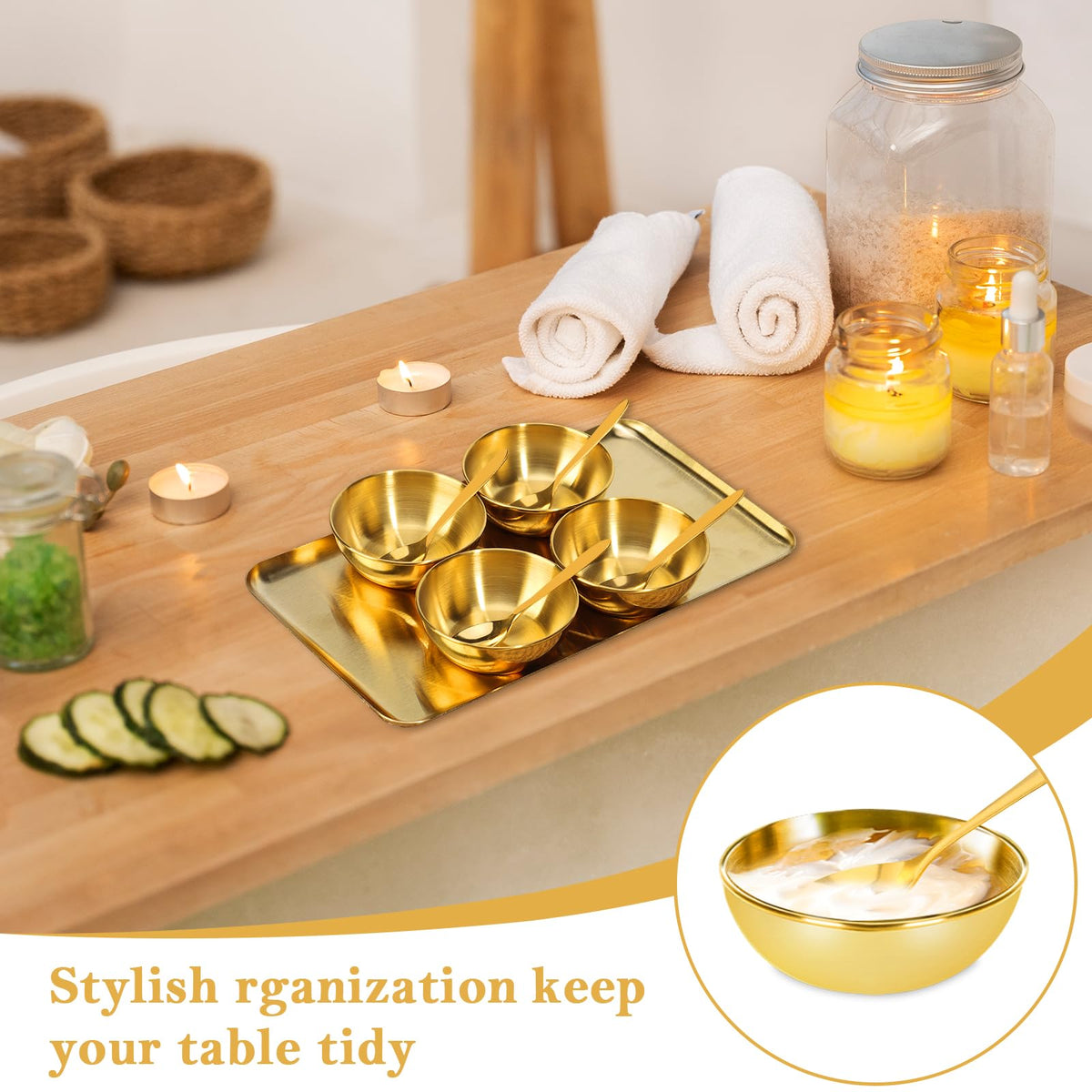 DLUGOPIS tray styled with bowls and spoons showcasing tidy treatment setup