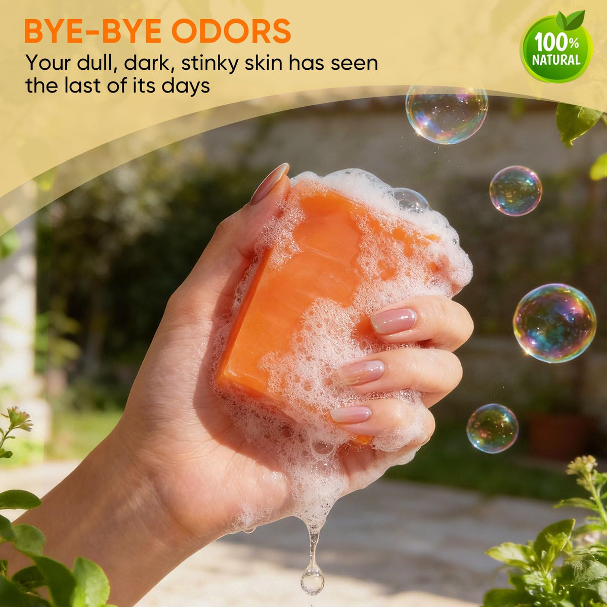 DLWUEN persimmon soap on bathroom shelf in lifestyle scene conveying everyday freshness