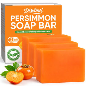 DLWUEN front packaging showing three persimmon soap bars and product name, promoting natural deodorizing