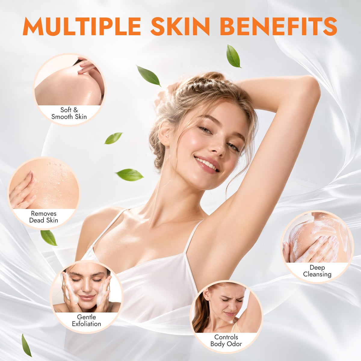 DLWUEN foamy lather on skin demonstrating effective cleansing and odor control
