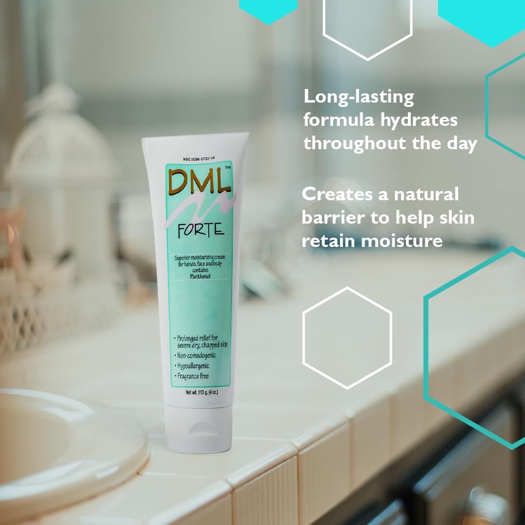 DML Forte used on face around cheek showing gentle, hypoallergenic moisture support