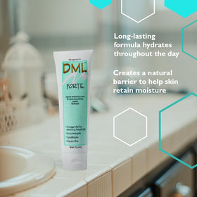 DML Forte used on face around cheek showing gentle, hypoallergenic moisture support