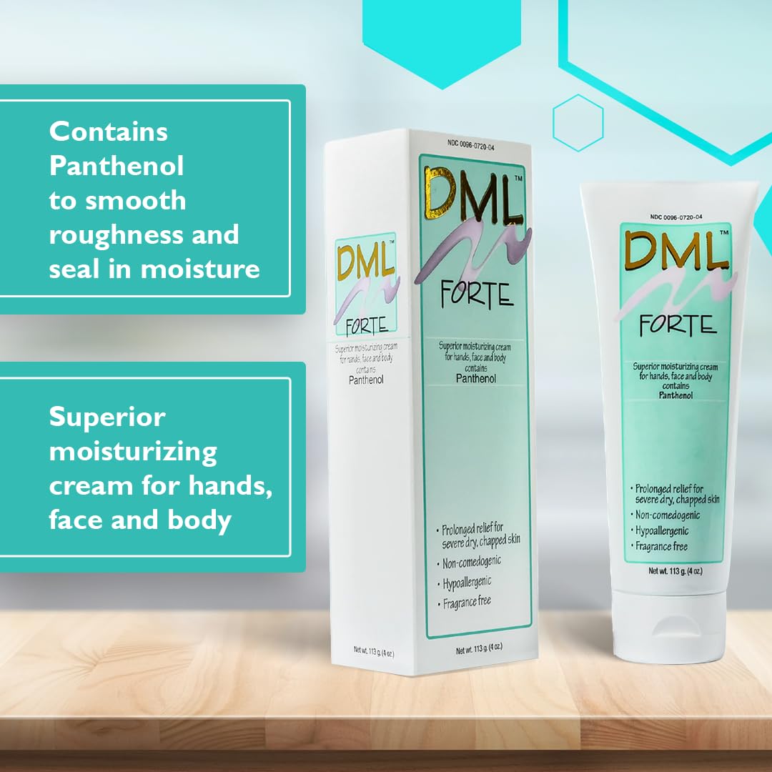 DML Forte cream texture close-up highlighting smooth, absorbent panthenol-rich formula