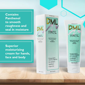 DML Forte cream texture close-up highlighting smooth, absorbent panthenol-rich formula