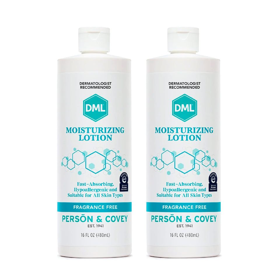 DML front packaging pump bottle showing brand and easy-dispense benefit