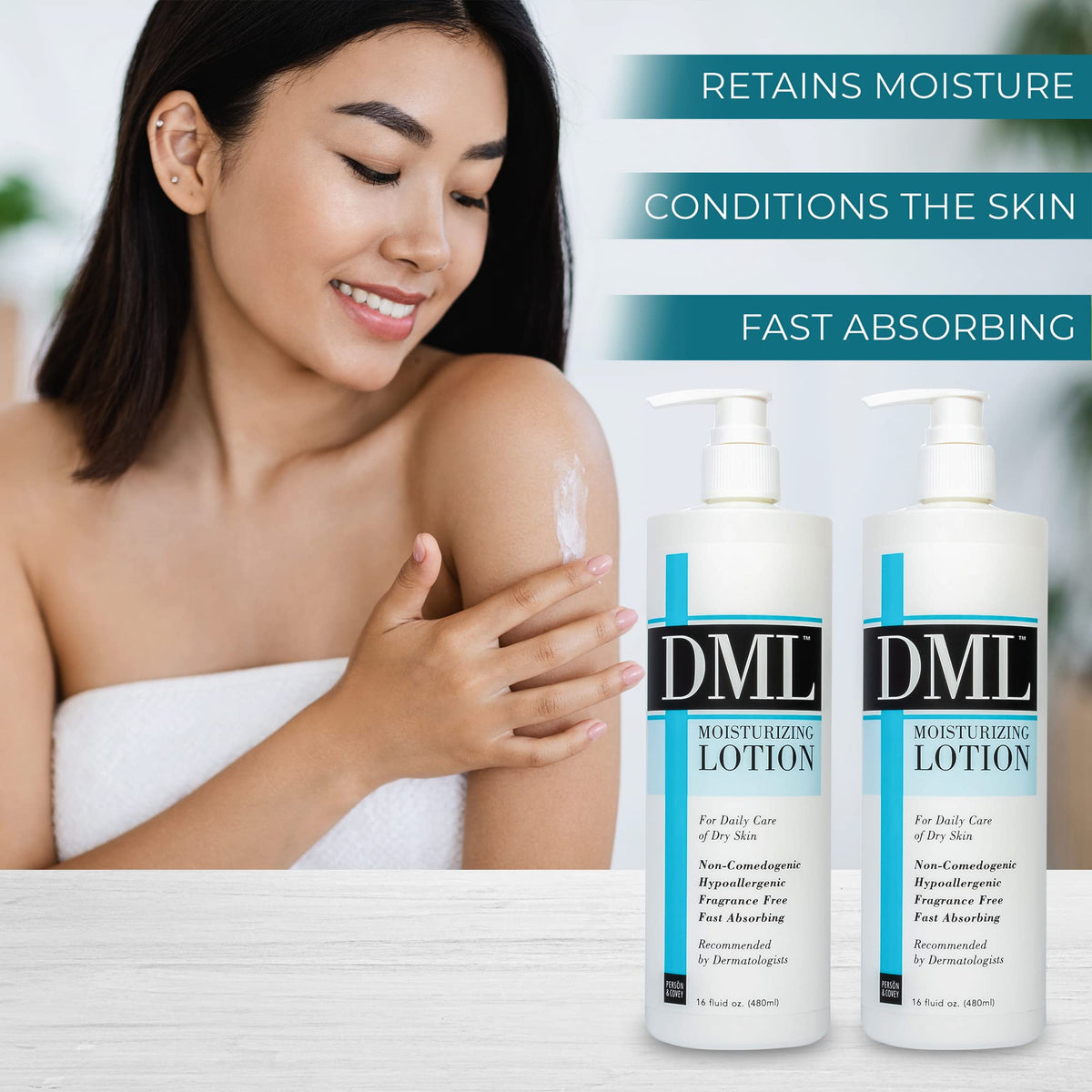 DML label details and ingredients panel showing hypoallergenic formulation benefits