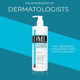 DML lotion being applied to arm demonstrating immediate hydration and smooth skin feel