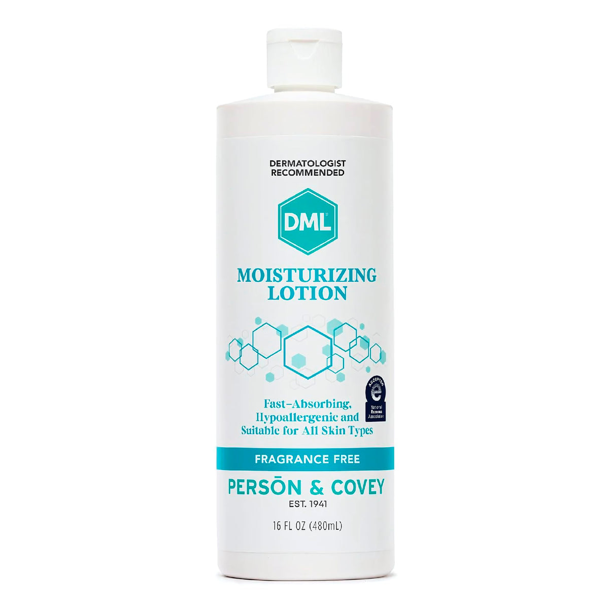 DML moisturizing lotion front packaging showing bottle and label for quick identification and trust