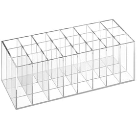 Dmopipp front view clear lipstick organizer showing tidy display benefit