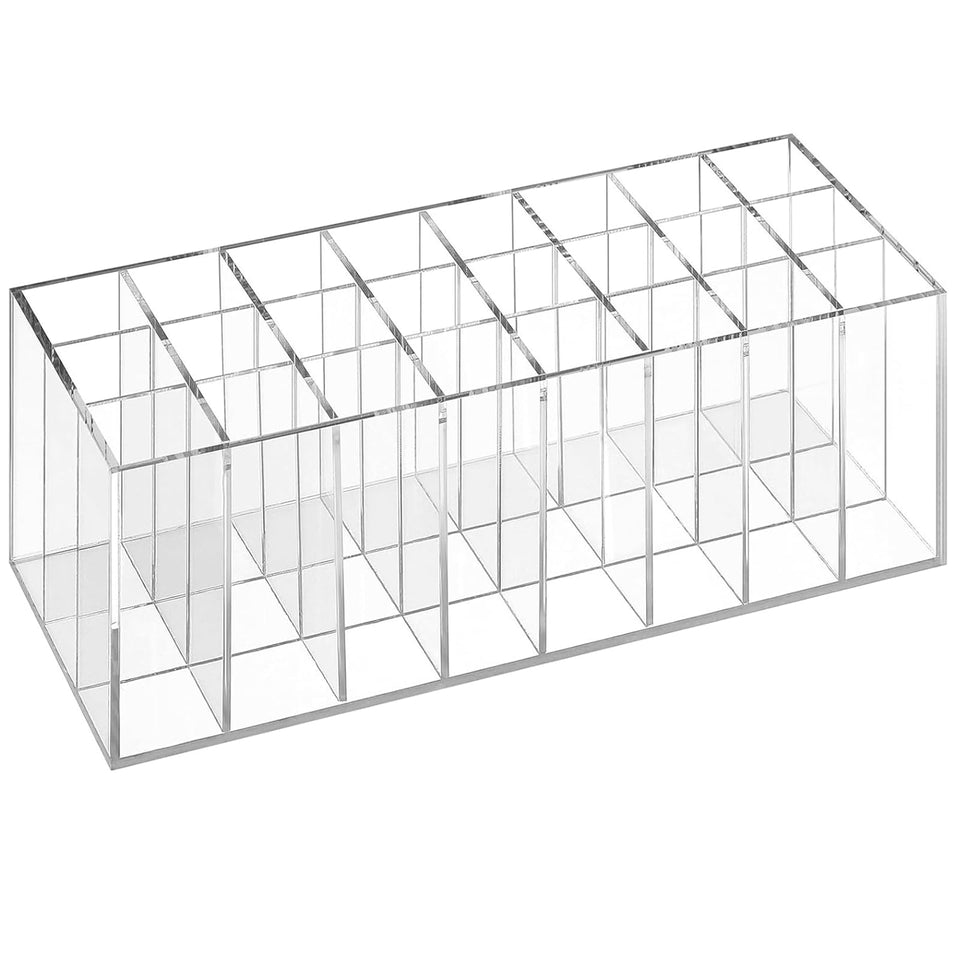 Dmopipp front view clear lipstick organizer showing tidy display benefit