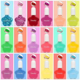 Dmsky color array top view displaying bright and glitter nail shades for variety
