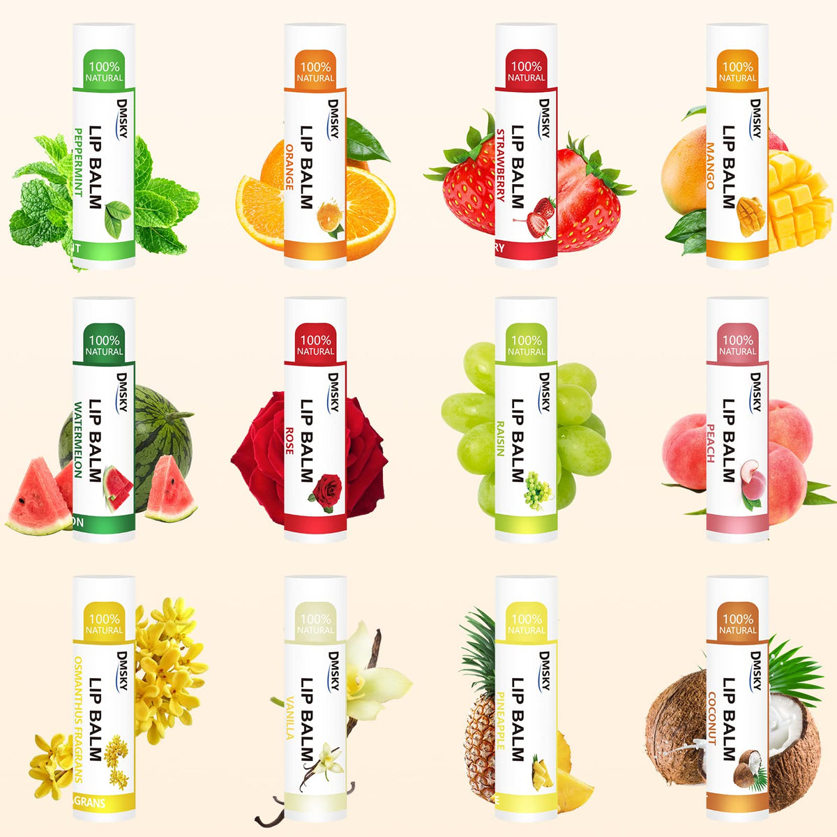 DMSKY top view with all 12 flavors arranged to show scent variety and selection