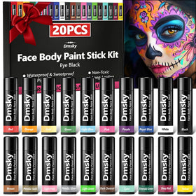 Dmsky front packaging showing 20 colorful sports paint sticks and benefits