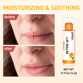 DMSKY lip balm in hand for scale demonstrating compact size and pocket-friendly convenience
