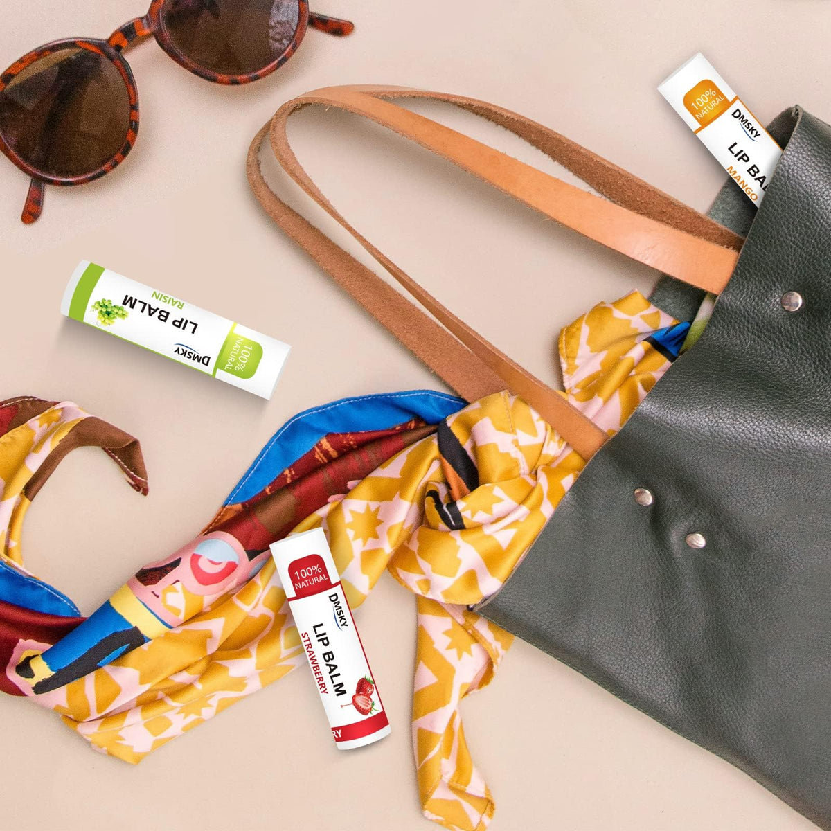DMSKY lip balm inside purse for quick on-the-go hydration