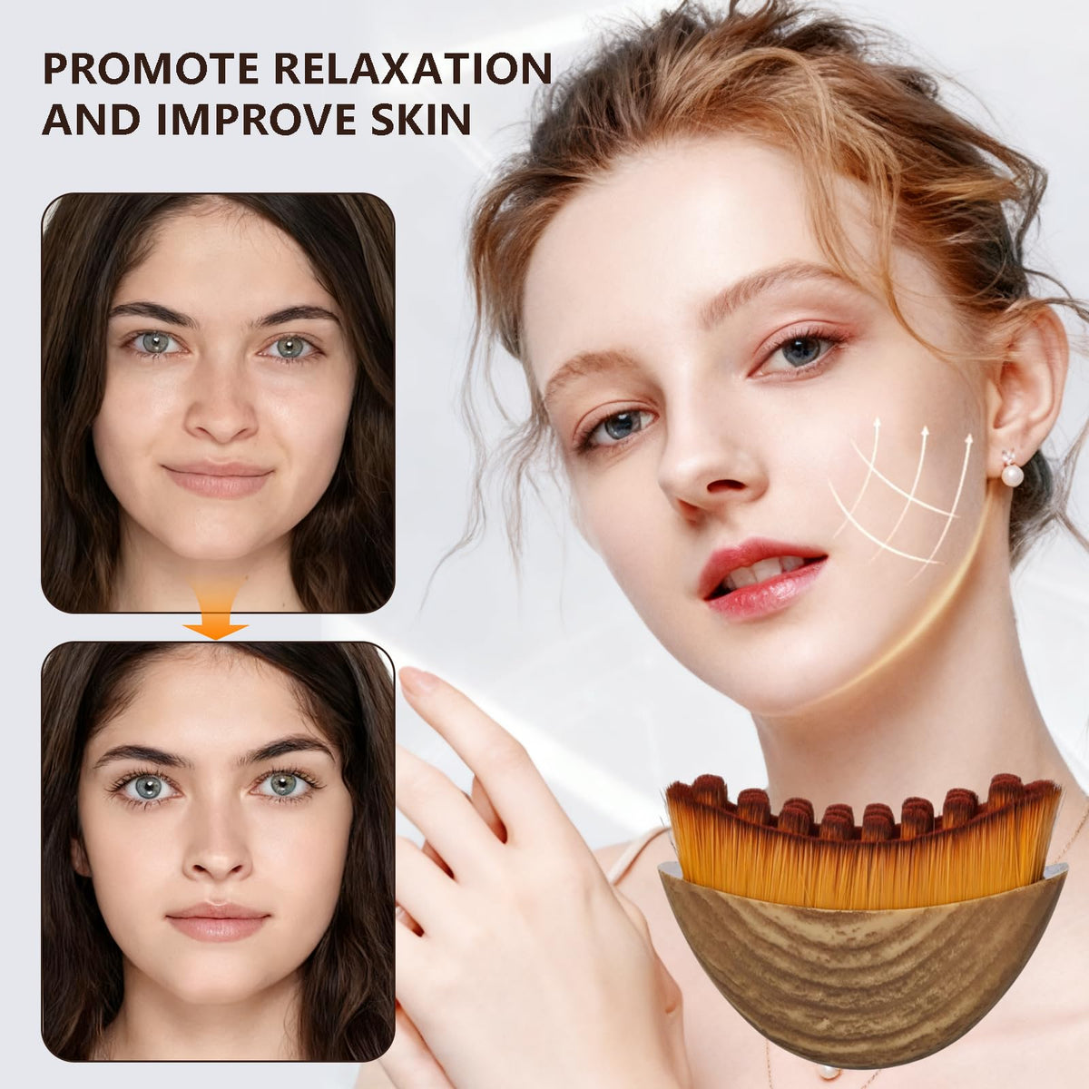 DMwespe brush used along jawline demonstrating reduced puffiness benefit