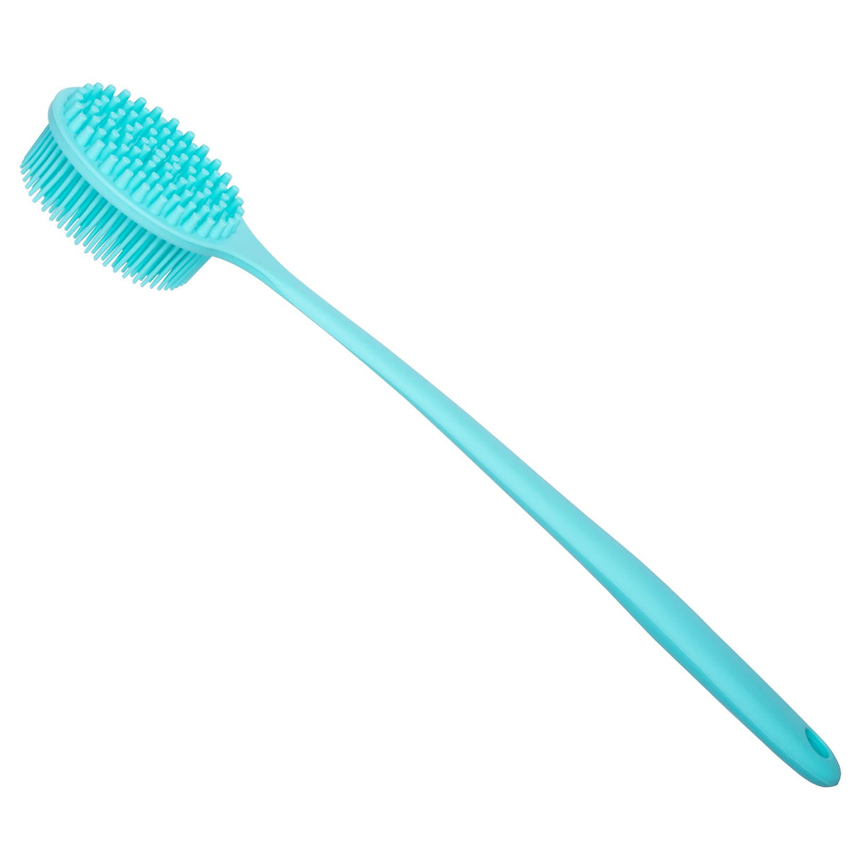 DNC scrubber in use in shower demonstrating simple reach and wash benefit