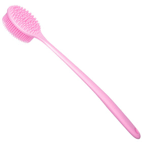 DNC scrubber in shower use reaching back for easier cleansing benefit