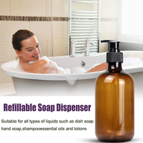 DNSEN bottles on shower shelf illustrating amber protection and coordinated look