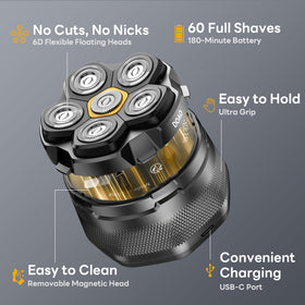 DOAO LED display and control buttons visible, showing battery level for planned shaves