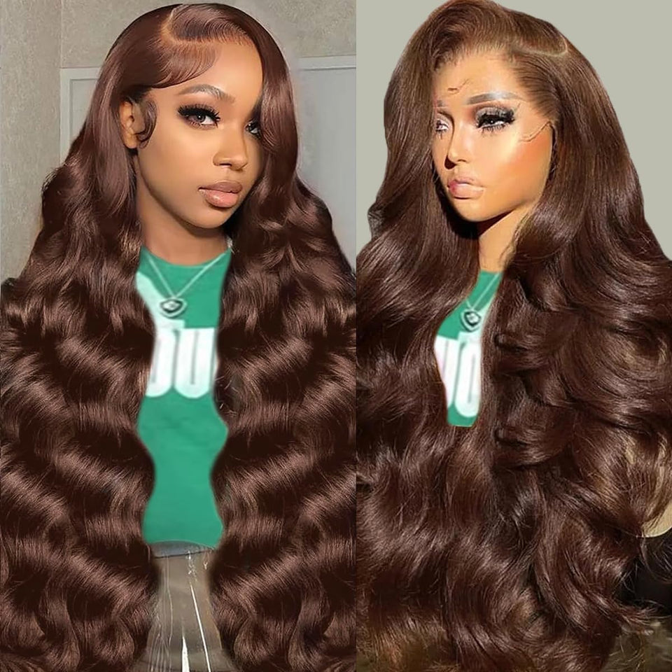 Dochuman front view showing chocolate brown wig and natural hairline benefit realism