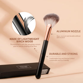 docolor brush applying highlighter along cheekbone for natural luminous finish benefit