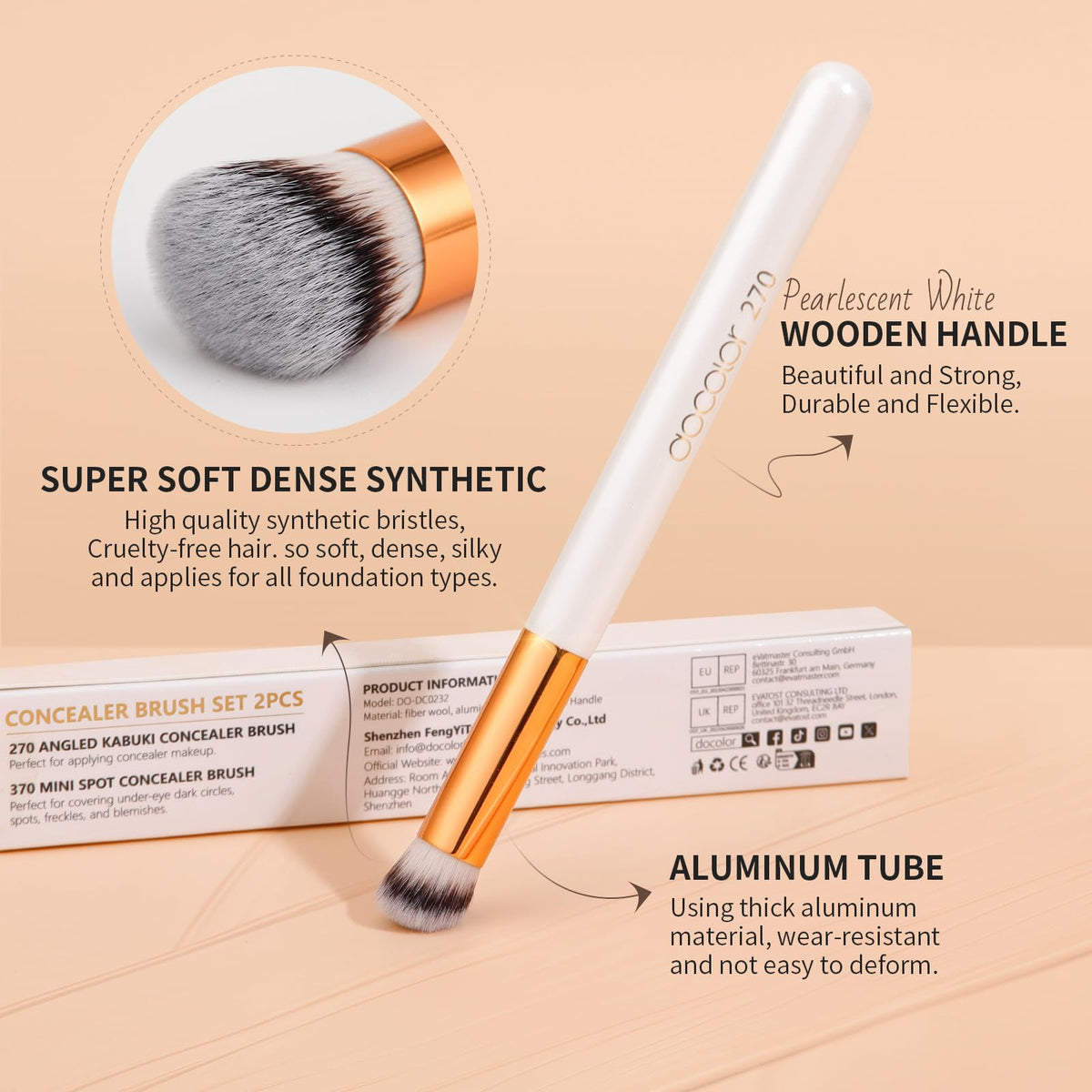 docolor brush next to a coin showing compact size and control