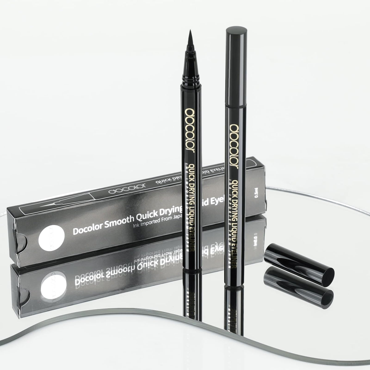 docolor eyeliner tucked in a makeup pouch for travel-ready convenience