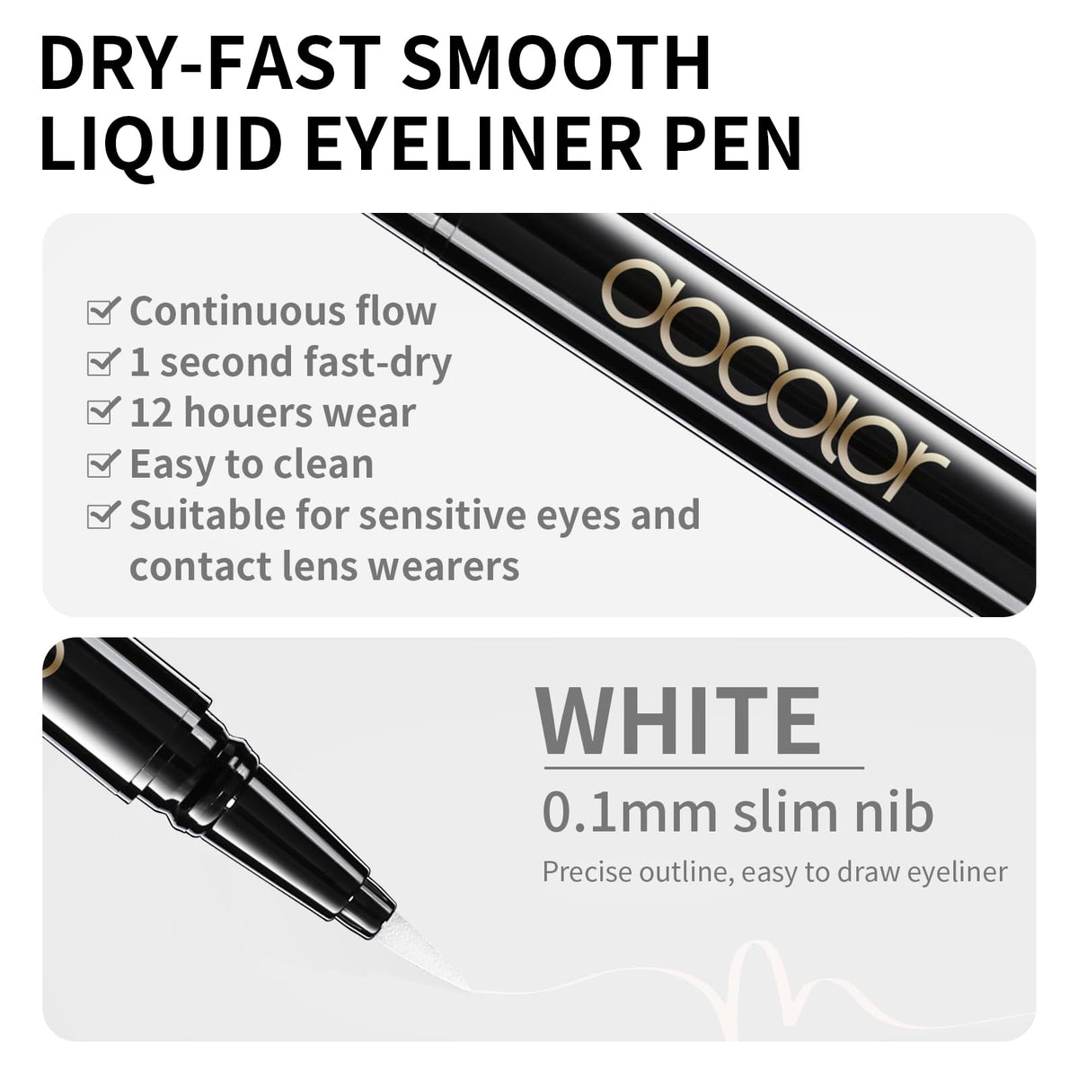 docolor white eyeliner swatch on skin showing opaque pigment